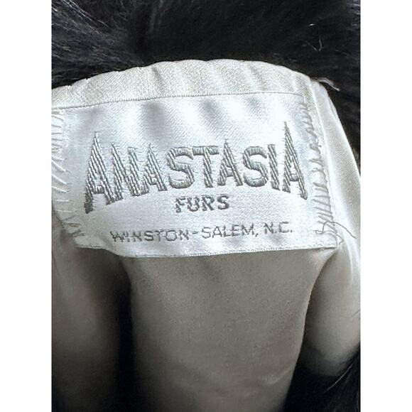 Anastasia VINTAGE GoGo MOD FUR COAT Rabbit Mink Leather Monogram large - Picture 3 of 16